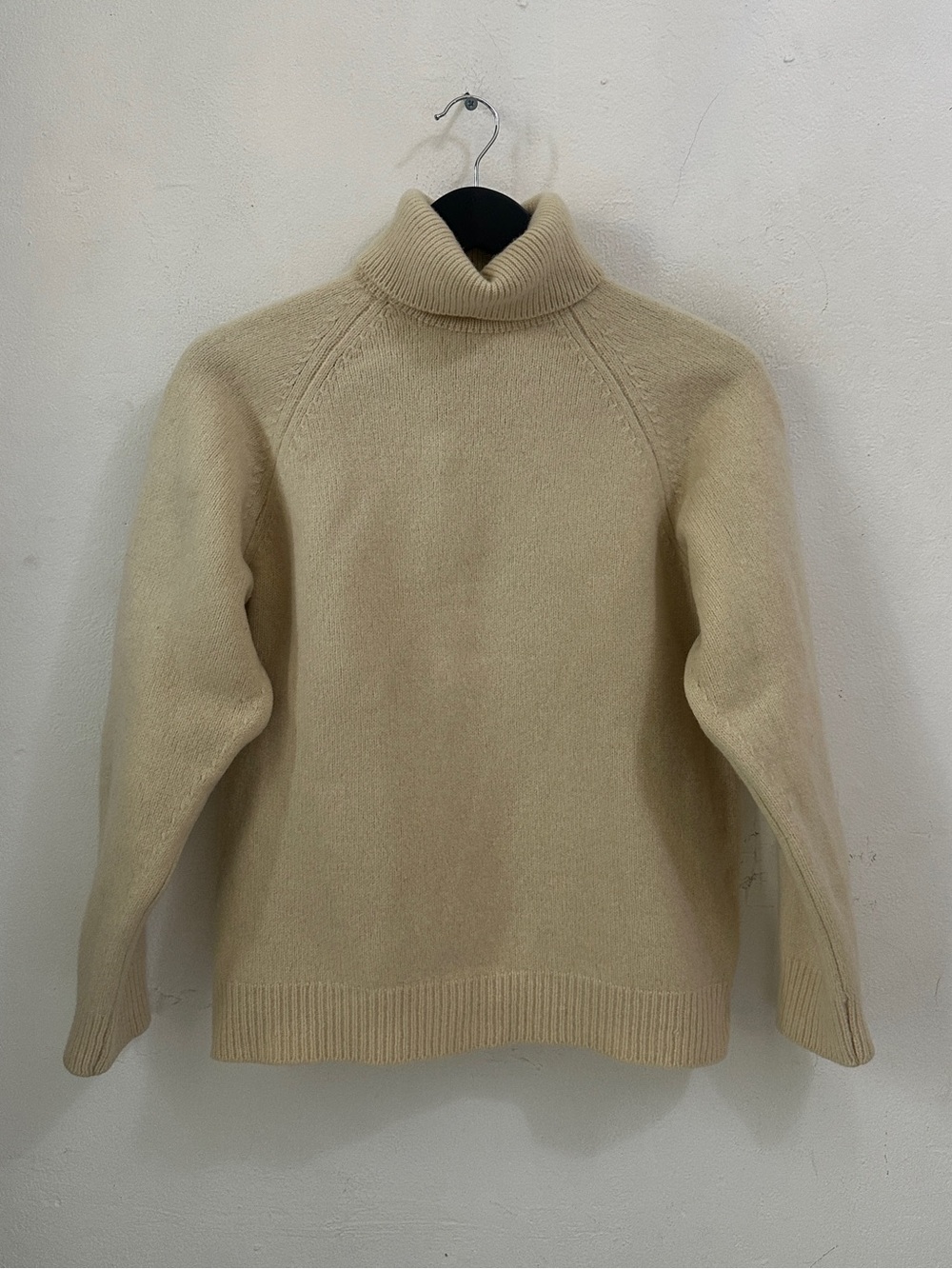 Talteann Vintage Fisherman Irish Wool Turtleneck Sweater Cream Ireland Women M